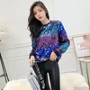 Kvinnors t-shirt 2022Female Spring Autumn Fashion Falling Sparkling Sequin Top Dance Performance Round Neck Loose Long Sleeve Women F322Wome