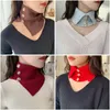 Bow Ties Sitonjwly Women Knitted Scarf Turtleneck Warm Protect Cervical Spine Stretch Fake Collar High Neck Pullover BibBow Forb22