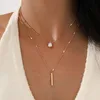 Pendant Necklaces Fashion Kpop Pearl Choker Necklace Cute Double Layer Chain For Women Jewelry Girl GiftPendant333l