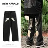 Men's Jeans Emo Men Harajuku Letter Embroidery Streetwear Alt Hip Hop Wide Leg Baggy Denim Pants Grunge Low Waist Trousers Y2273A