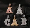 Collier avec pendentif en forme de Baguette et de lettres, personnalisé, Micro pavé, nom CZ, breloques, mode hip hop, bijoux 271d