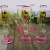 Tiktok lovely pet cat hookahs girls glass bong thick pink glass smoking water pipes cute cat bongs glass oil rigs dab rigs 14mm joint down steam