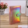 Anteckningar Anteckningar Office School Supplies Business Industrial Holographic A5 A6 PU Leather Notebook Binder Refillable 6 Rings Er Loose Leaf PE