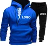 Survêtements pour hommes Logo personnalisé Survêtement pour hommes Printemps Automne Sweat-shirt Costume Lettre Imprimé Zipper Sweat à capuche et Jogger Pantalon de survêtement Mâle 2pcs