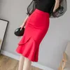 Elastic Plus Size Long Black Skirt Women Fashion High Waist Bodycon Bridal s Korean Elegant Skinny Corset Office 220317