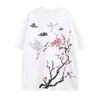 T-shirt da uomo Estate Hip Hop Stampato T-shirt casual T-shirt in cotone sciolto stile cinese T-shirt per uomo Nero BiancoUomo