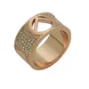 Europa Amerika Mode-Stil Ring Männer Dame Frauen Messing 18K Gold graviert Buchstabe F voller Diamant breite Ringe Größe US6-US9183b