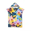 Serviette de plage Poncho en microfibre à capuche Bain Natation Surf Peignoir Beachwear