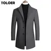 Vinterulljacka Mens Högkvalitet Wool Coat Casual Slim Solid Blends Coat Man Lång bomullskrage Luxurisk dikejacka Män 220804