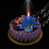 Candela di compleanno musicale Candele magiche di fiori di loto Blossom Rotating Spin Candela per feste 14 Candele piccole 2 strati Cake Topper DH876