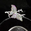 Anel ajustável de flor de ameixa para mulheres ramificações de borboleta de cristal abrindo o anel de dedo Jóias de casamento de festa de aniversário
