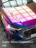 2022 Nieuwe eenhoorn tunnel ultra gloss chameleon shift vinyl wrap met luchtbel vrij met huisdier voering hd finish auto wikkel filmomslagen maat 1.52x18m 5x59ft roll