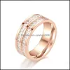 Band Rings Jewelry Crystal Cz Stone Ring Vintage Stainless Steel Women Wedding Fashion Promise Sier Rose Gold Engagement 690 T2 Drop Deliver