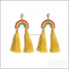 Dingle ljuskronorörhängen smycken Böhmen Rainbow Tassel Drop Stud Ear Rings for Women Fashion Earring Will and Sandy Gift Delivery 2021