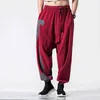 Spring Men linne bomullsbyxor kinesiska stil breda rörblusar jogger pantalon homme hip hop streetwear cross j220629