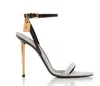 النساء المصممة الفاخرة العلامات التجارية Sandal High Heels Leathers قفل جلد صندل مدبب أخمص القدم