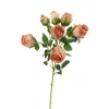Dekorativa blommor kransar 1 bukett vacker faux silke blommor retro lätt konstgjord ros naturlig bevarad falsk