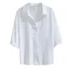 Kvinnors t-shirt Spring Autumn Women Shirts White Plain Overized Blues Kvinnliga toppar bf koreansk stil blusas pocketwomen's