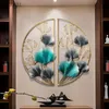 Wall Stickers Ginkgo Leaf Decors Living Room Three-dimensional Luxury Round Pendant Atmosphere Iron Art Hanging