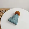 Boinas 2-5 anos de idade, gorros de malha para menino Casual Casual Hat de Fur Pom Chapéus de inverno