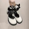 Dress Shoes Trend Bow Knot Chunky Heeled Sandals Women Mary Jane High Heels Lolita Platform Loafers 220318