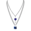 QIMOSHI Dainty Layered Lock et Key Choker Bijoux pour Hommes Fille Garçons Femmes Gemstone Pendentif Chaîne Collier Filles