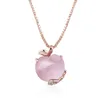 Rose Gold Hibiscus Stone Powder Crystal Apple Halsband Pendant Womens Sweater Chain Pendant Jewelry Clavicle Necklace