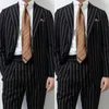 Men's Suits & Blazers Black Pinstripe Men Suit Tailor-Made 2 Pieces Modern Blazer Pants Fashion Wedding Groom Business Work Wear Causal Prom