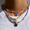 Boho bunte Rocailles Perlen Halsketten für Frauen süße Schmetterling Anhänger Halskette böhmische handgemachte Halsband Halskette Großhandel Schmuck