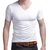 Мода лето мужская хлопчатобумажная футболка повседневная короткая рукава vneck tshirts черный белый цвет плюс размером mxl v nece tops tee рубашка Slim fit 220526