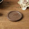 Japanese-style Wooden Coaster Set Black Walnut Solid Wood Round Placemat Heat Pad 6 Pieces Boxed