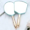 Hantera kosmetiska speglar skönhetssalong handhållen make-up spegel kvadrat oval gåva spegel kosmetik verktyg jla13086