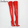 Sorbern, botas hasta el muslo con tacones de Metal de 18Cm, puntiagudas, botas fetiche largas Unisex, zapatos de mujer, pierna personalizada, ancho, tacones con punta