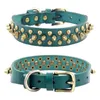 4 Colors First Layer Cowhide Collars Bronze Rivet Dog Collar Leather Collar Pet Traction 5 Sizes Available GH0091the