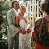 Spaghetti tiras lace boho vestido de noiva estilo rústico sereia sereia boémio hippie civil vestidos de casamento com trem 2022 noiva vestidos chique robe de mariée