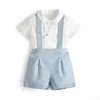 Летняя детская одежда для мальчиков набор испанский джентльменский костюм детские рубашки с коротким рукавом для подвесной шорты для мальчика для мальчика 220507