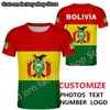 Bolivia T-shirt DIY Numéro de nom sur mesure gratuit Bol Country T-shirt bo Nation Flag espagnole collège imprimé bolivien P o vêtements 220620