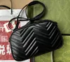 Realfine Bags 5A Marmont маленькая плечока сумочка черная аппаратная сумочка кошелек для женщин с пылевой сумкой