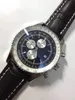 B01 46mm New Quality Navitimer 시계 크로노 그래프 쿼츠 스틸 블랙 다이얼 남성 시계 BL15-2