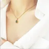 Pendentif Colliers Mode Simple Collier Émeraude Vert Cristal Femmes Vintage Clavicule Chaîne Cadeau De Luxe De Mariage BijouxPendentif