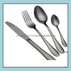 Set di stoviglie Cucina Sala da pranzo Bar Giardino domestico Novità Posate in acciaio inossidabile Oro Cucchiaio Forchetta Coltello Cucchiaini da tè Set Utensili da cucina 4 Stile R