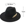 Señoras lana cálido Jazz sombrero Chapeau Femme feutre gorra panameña fieltro mujeres Fedora sombreros con perlas cinturón Vintage Trilby gorras 220810