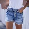 Sommer Womens Casual Vintage Streetwear Denim Shorts Button Skinny Street Fashion Keeing Solid Color Jeans 220419