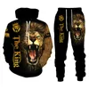 Heren tracksuits heren heren tijger hoodie set warme winter indoor dier 3d geprinte truishirt broek man tracksuit volle mouw