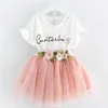 Dziewczęce Zestawy odzieży Designer Kids Butterfly Flower Fairy Stroje dziecięce letnie garnitury z krótkim rękawem bawełniane szorty szorty dwuczęściowe t-shirty tiulowe spódnice b8232