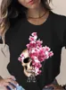 Casual Short Sleeve Skull Butterfly Tops Print T Shirt Lady Fashion Summer Funny 90s Women Tshirts Cartoon Graphic Te T-shirt