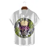 Camisas casuales para hombres Moda de verano Camisa hawaiana para hombre Impreso Manga corta Tamaño grande EE. UU. Hawaii Esqueleto Cráneo Patrones Tops 5xlMen's Eldd22