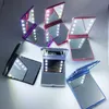 Hot New Lady LED Makeup Mirror Cosmetic Lamps 8 LEDs Mirror Folding Portable Travel Pocket Mirror Lights Lighted Fast Ship