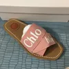 Chloe Sandals Chloe Designer Woody slippers Slides pantofole anvas bianco nero rosa tenue vela donna sandali piatti sandali moda all'aperto scarpe da spiaggia