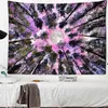 Mondwaldteppich Wandhänge psychedelische Bäume und Sterne Stoff Home Decor Polyester Nacht Wandteppich J220804